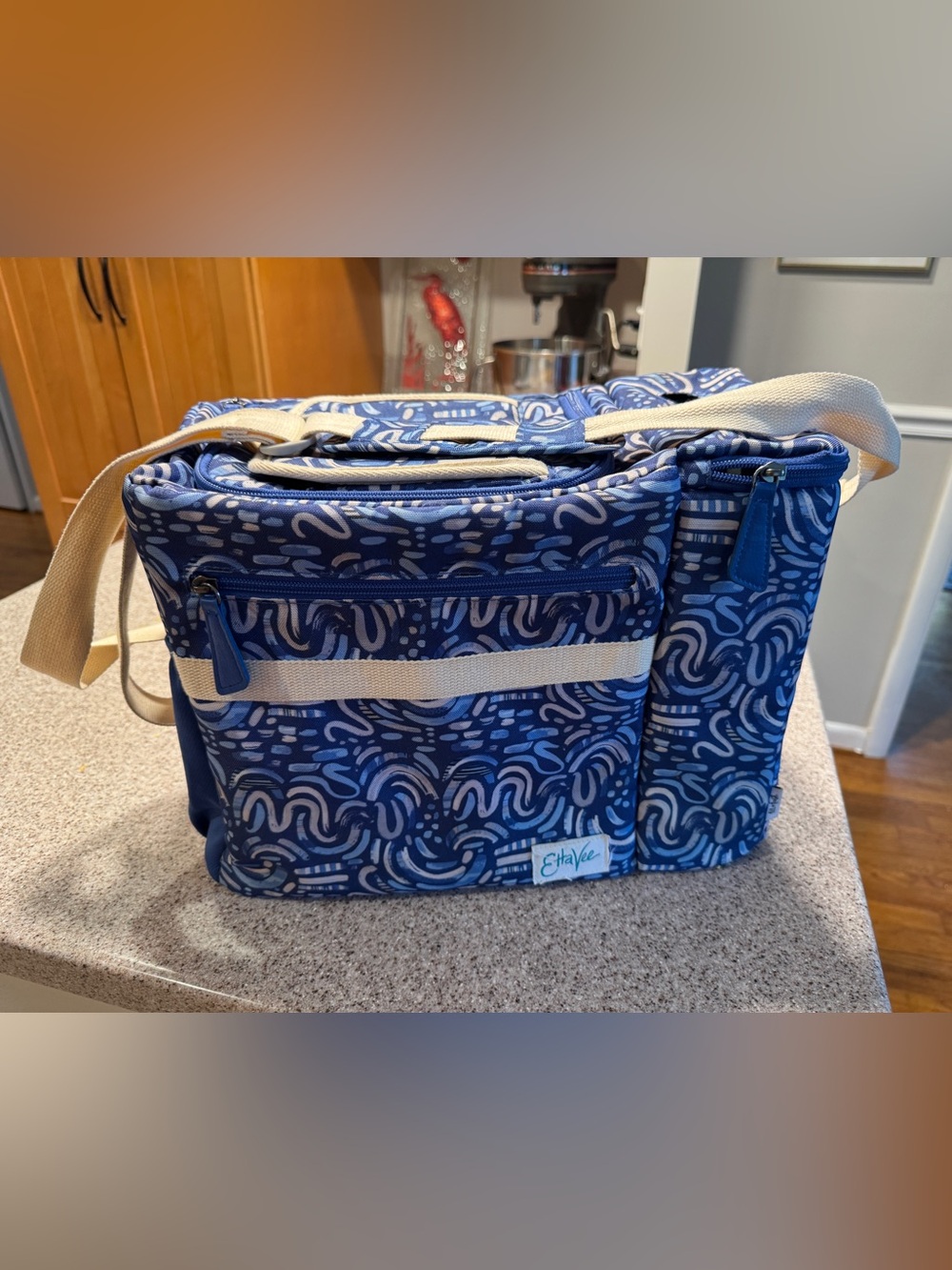 Blue Patterned wine cooler bag
